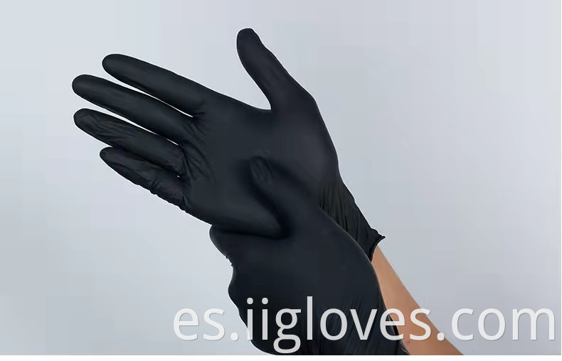 Guantes de seguridad sin polvo elásticos negros Protección doméstica 100 PC/Guantes sintéticos de nitrilo de caja